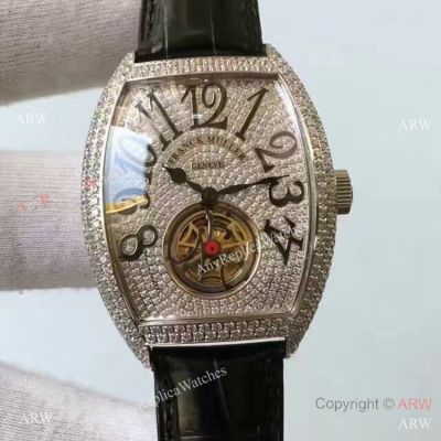 Copy Franck Muller Giga Tourbillon Fully Diamond Watch Silver Case